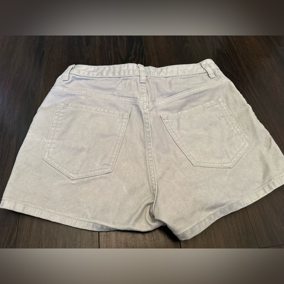 Urban Outfitters BDG Sparkly Shimmery Silver White High Waisted Jean Shorts - Picture 3 of 5